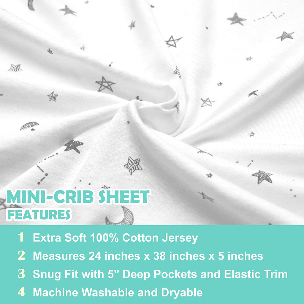 3 Pack Fitted Mini Crib Sheet 38x24" J713830