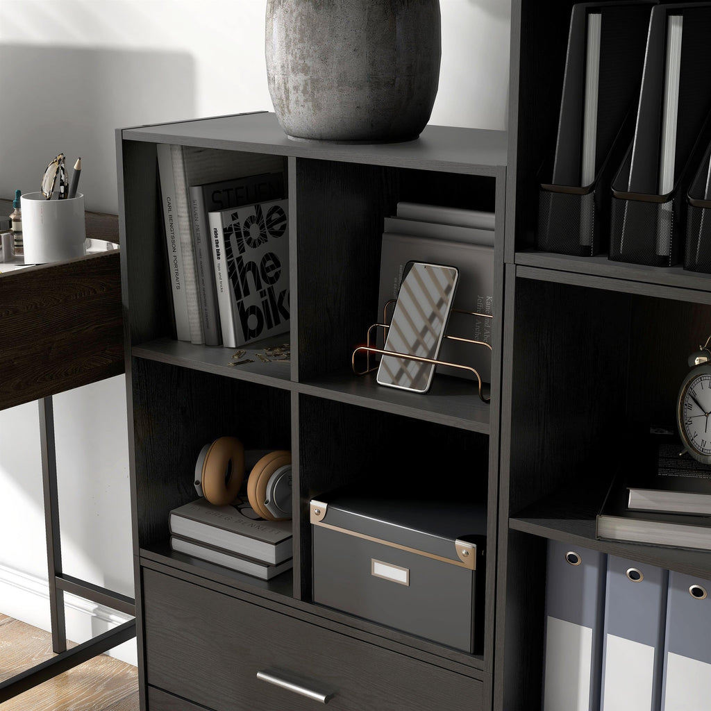 Black 4-Cube Stackable Wood Storage Organizer Shelves W131960