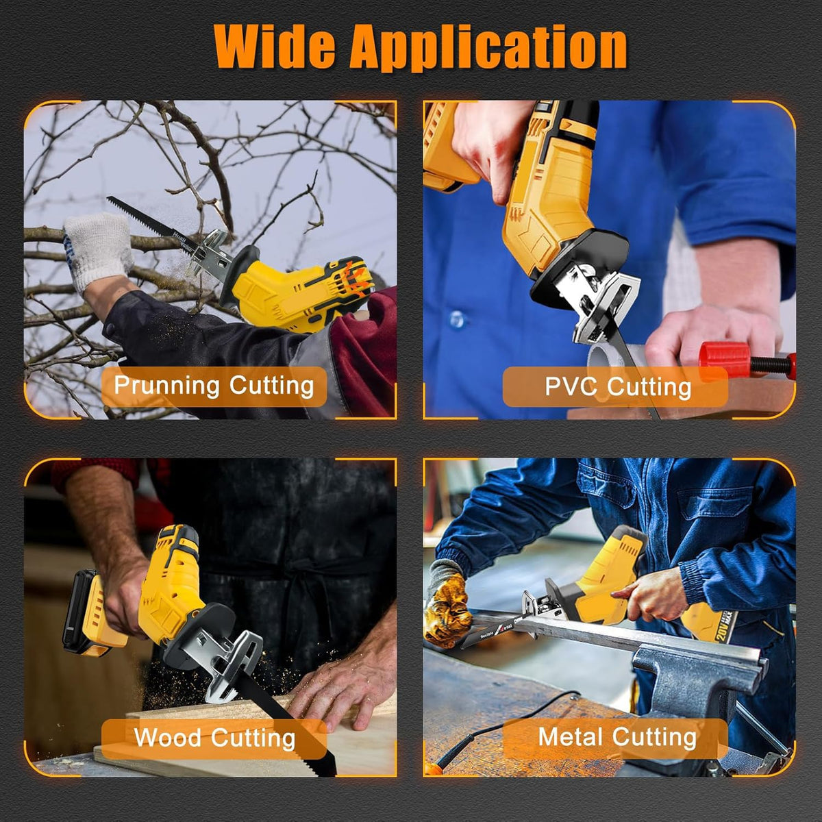 Cordless Reciprocating Saw with 4 Saw Blades E648
