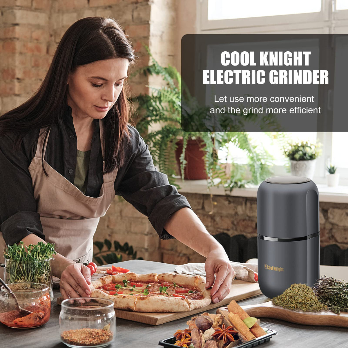Electric Herb Grinder with Pollen Catcher 7.5" Grey R508429