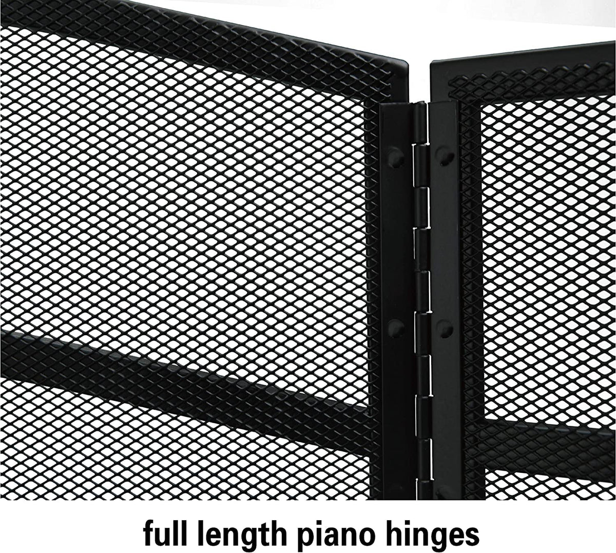 3 Panels Fireplace Screen with Arch Frame Black M37723