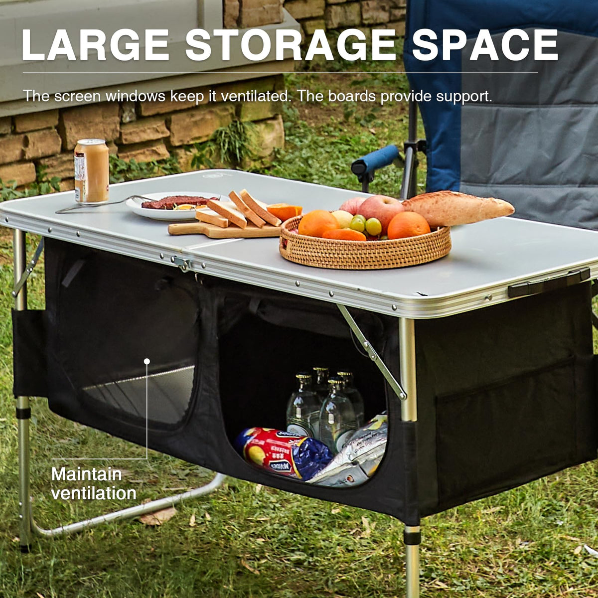 Folding Camping Table with Storage Z266