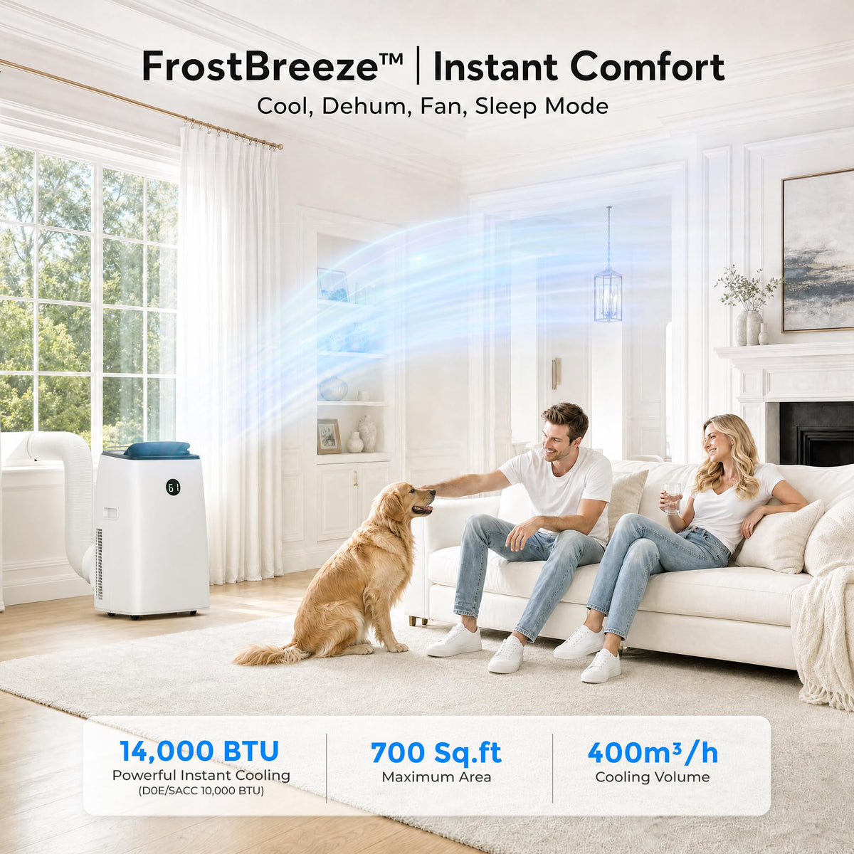 14000 BTU 3-in-1 Portable Air Conditioner with Fan, Dehumidifier, Remote O3360