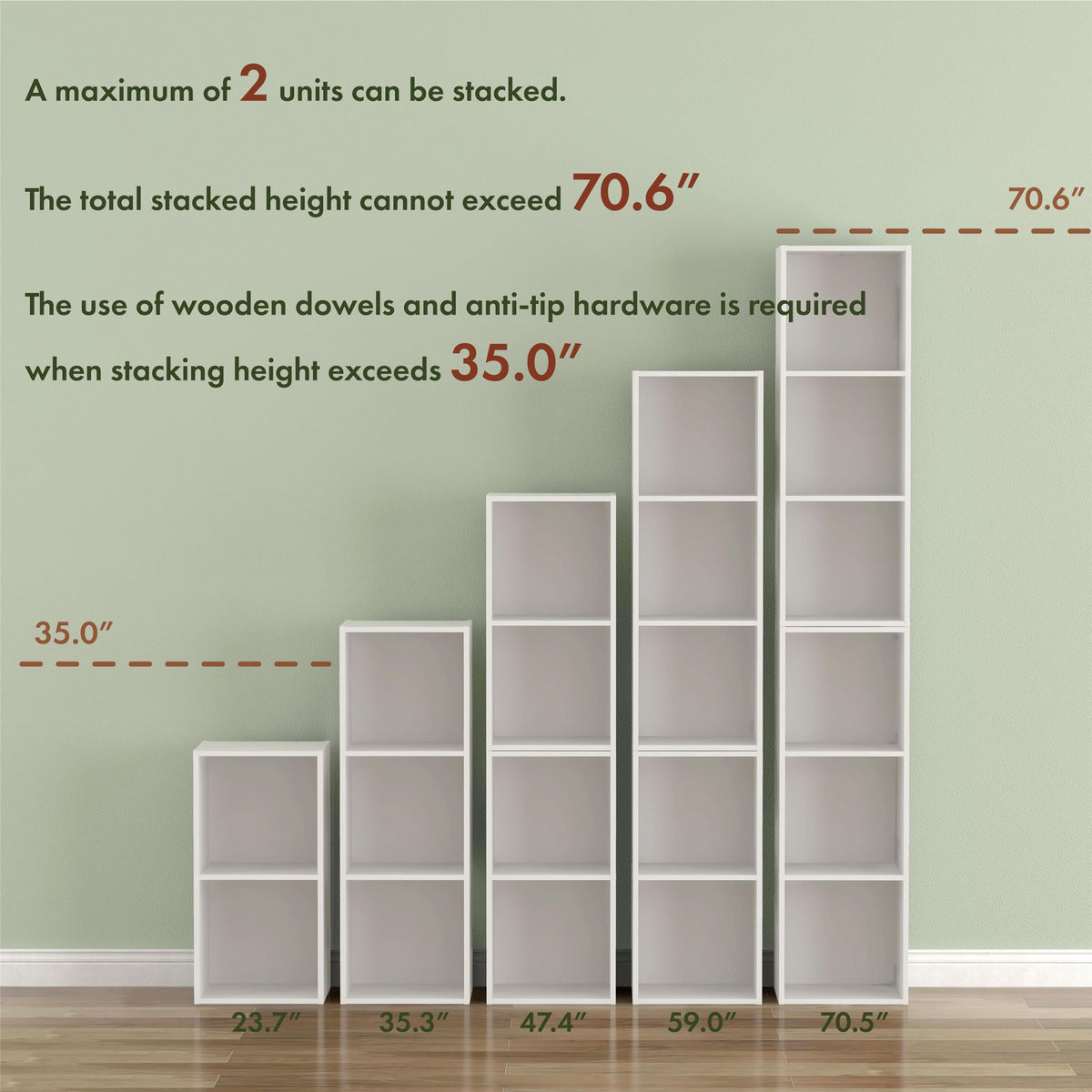 Black 4-Cube Stackable Wood Storage Organizer Shelves W131960