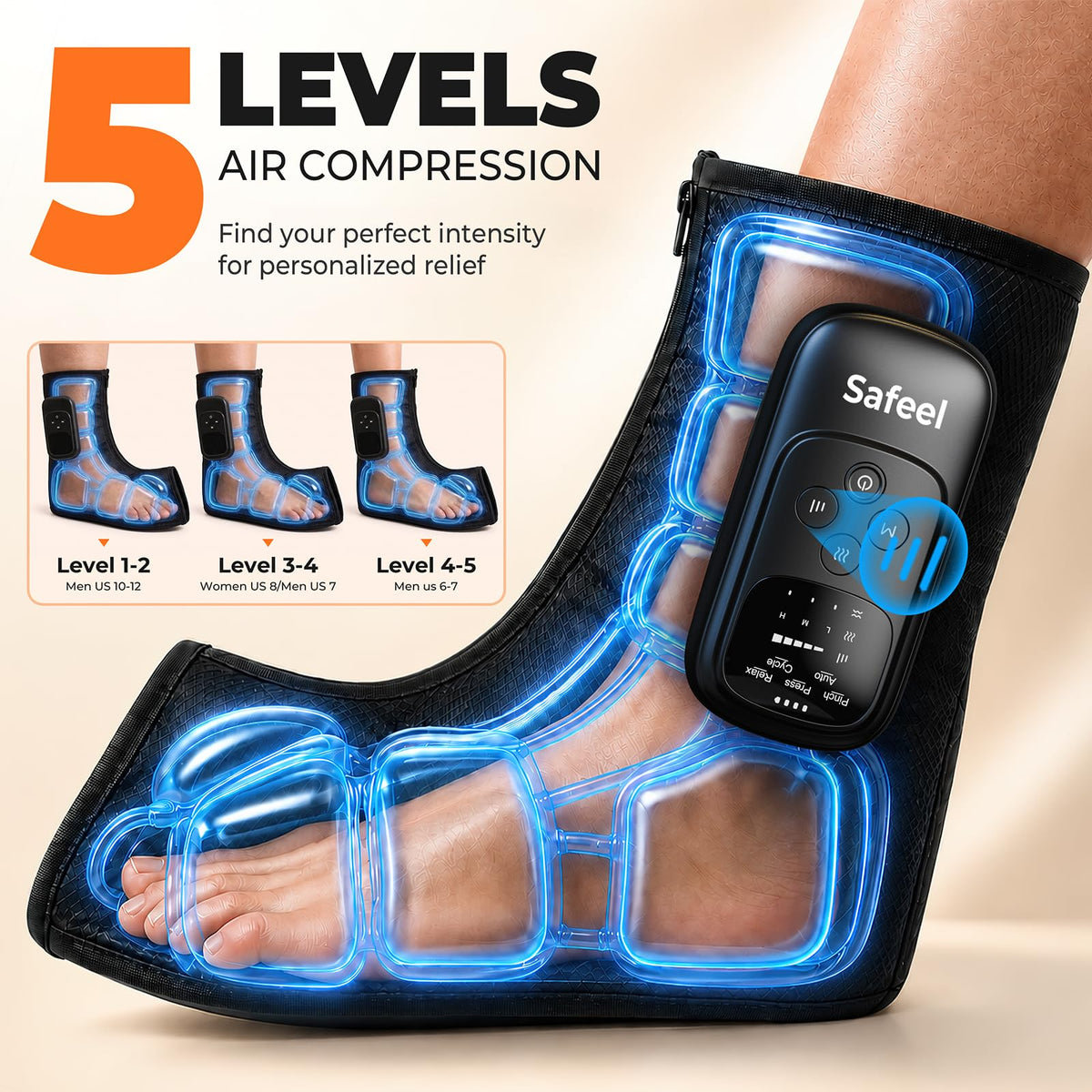 2 Pack 4-in-1 Air Compression Foot Massager with Heat M620383