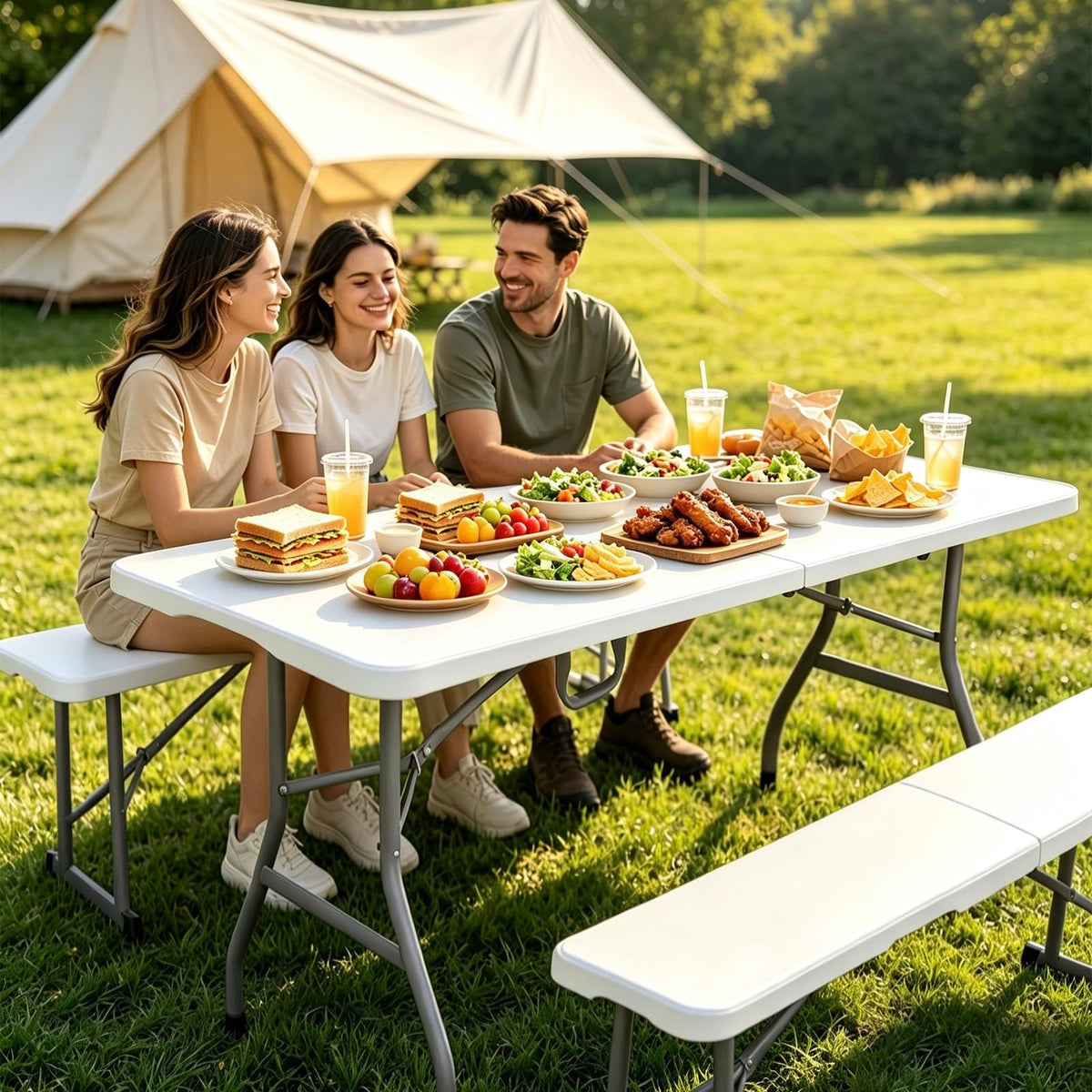 6ft Heavy Duty Portable Plastic Folding Table F628015