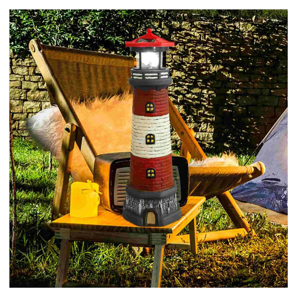 Solar Powered Lighthouse Rotating Beacon Red Resin E4527