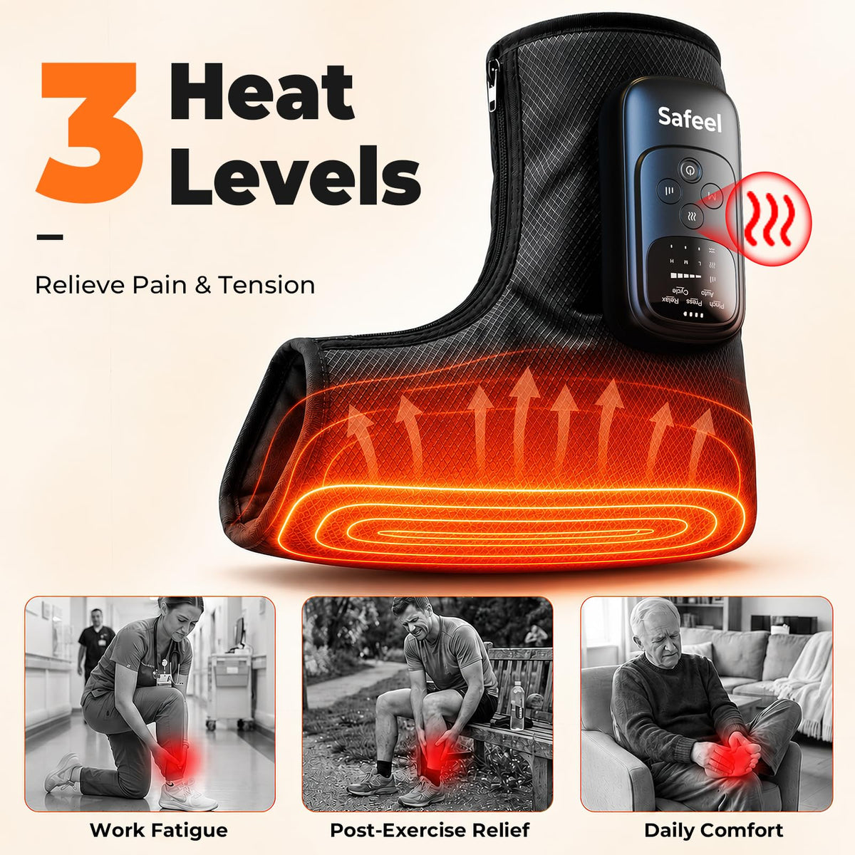 2 Pack 4-in-1 Air Compression Foot Massager with Heat M620383