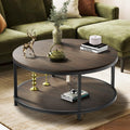 36" Round 2-Tier Coffee Table with Storage Shelf, Black Walnut N66826