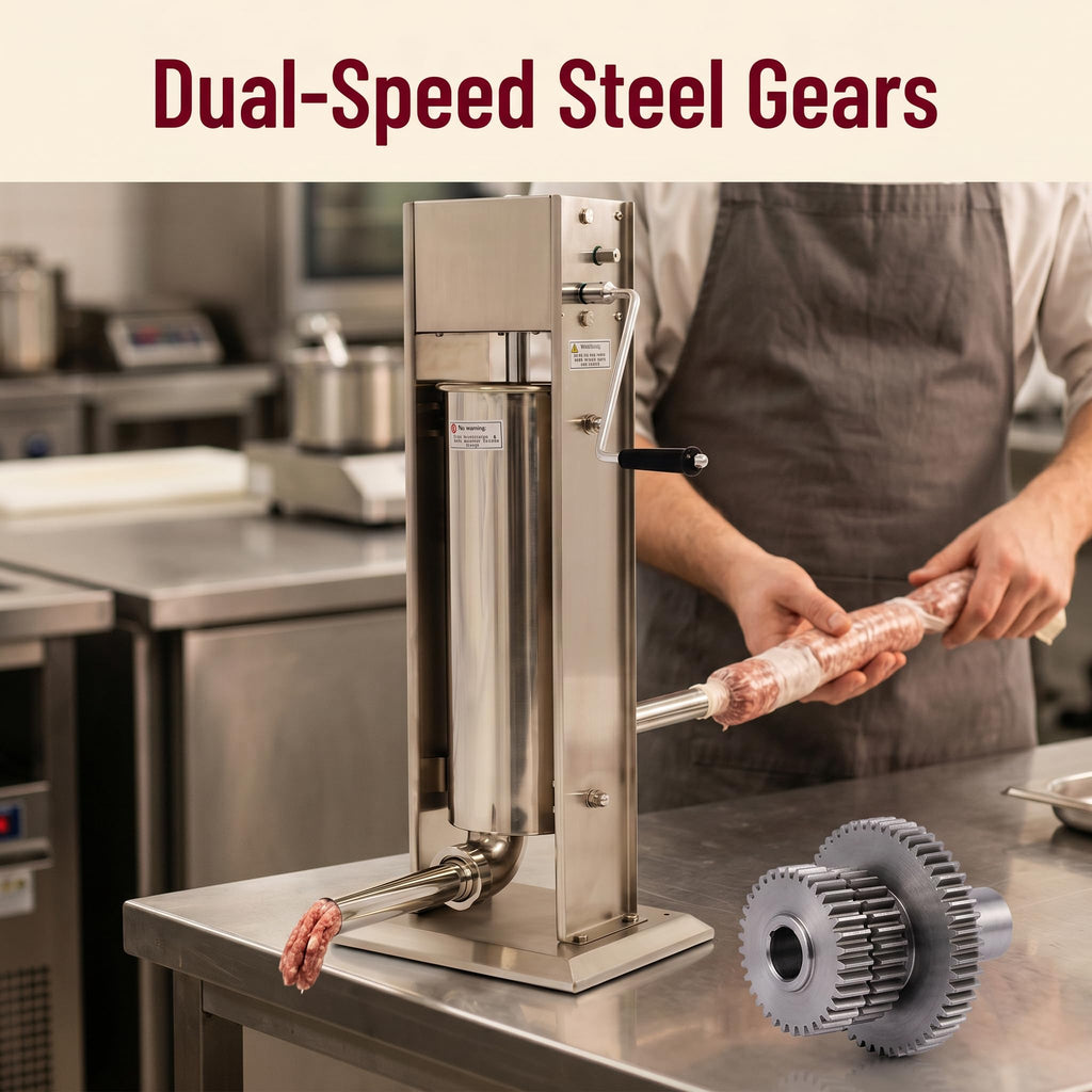 Stainless Steel Dual Speed 15lb Sausage Stuffer with 4 Nozzles P85221