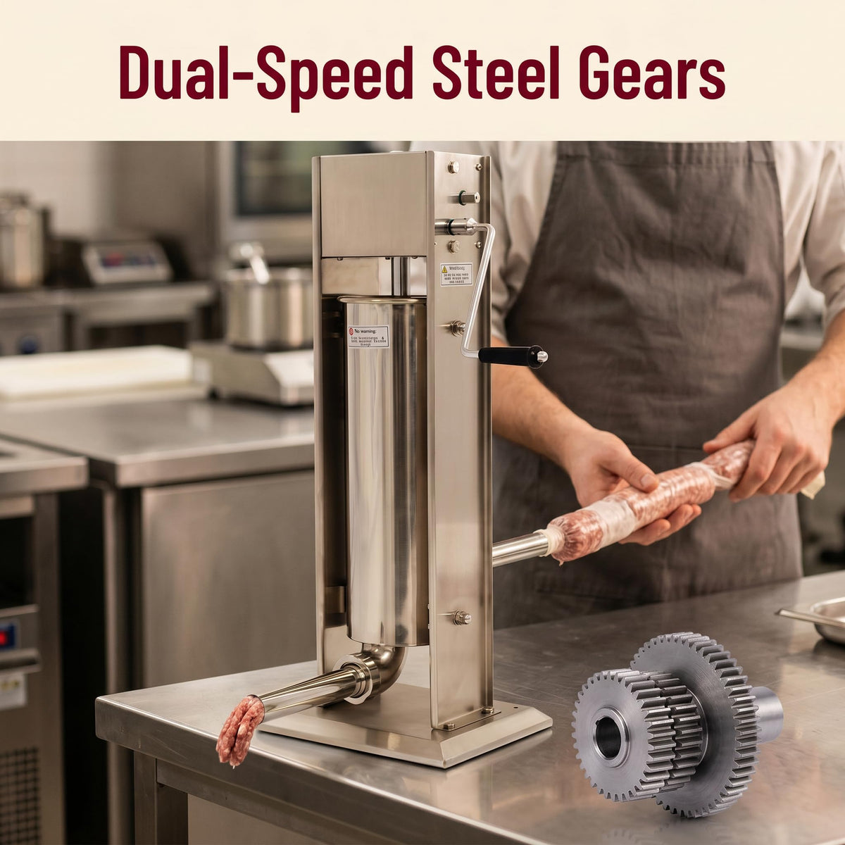 Stainless Steel Dual Speed 15lb Sausage Stuffer with 4 Nozzles P85221