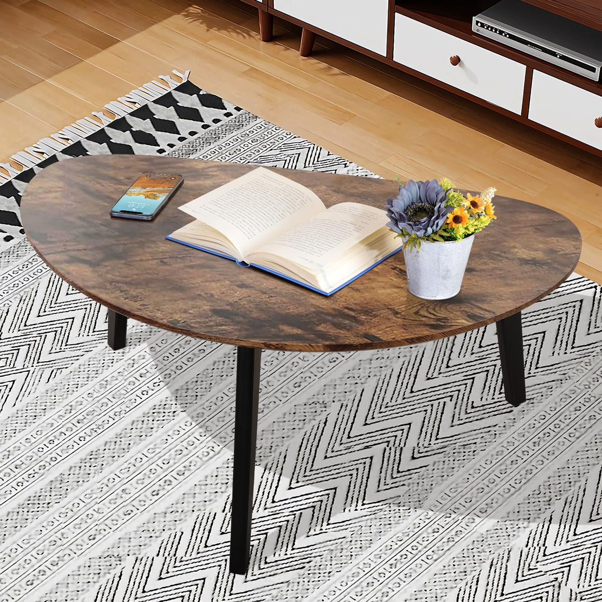 Oval Espresso Wood Coffee Table X72818