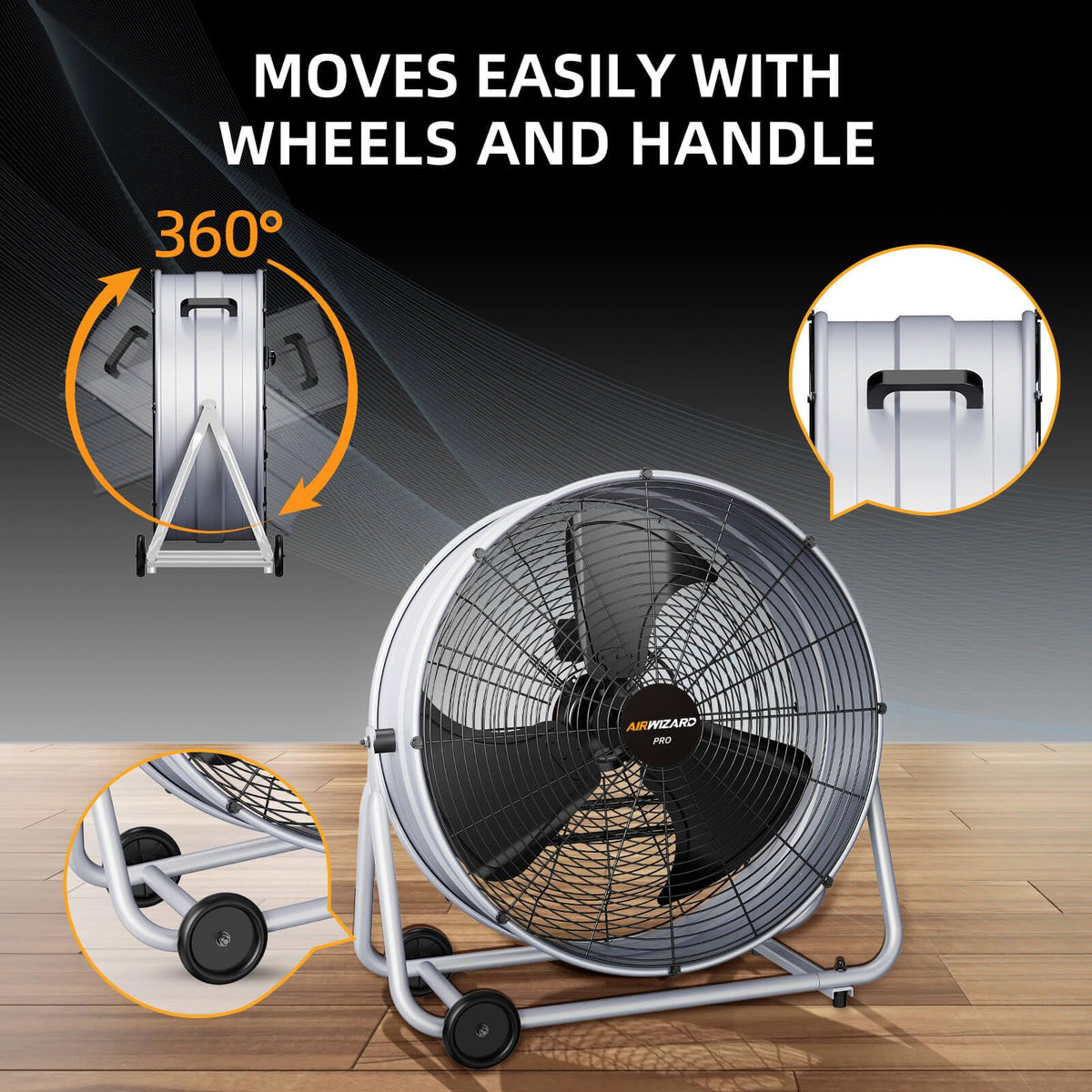 24 inch 300W High Velocity Metal Floor Fan T715