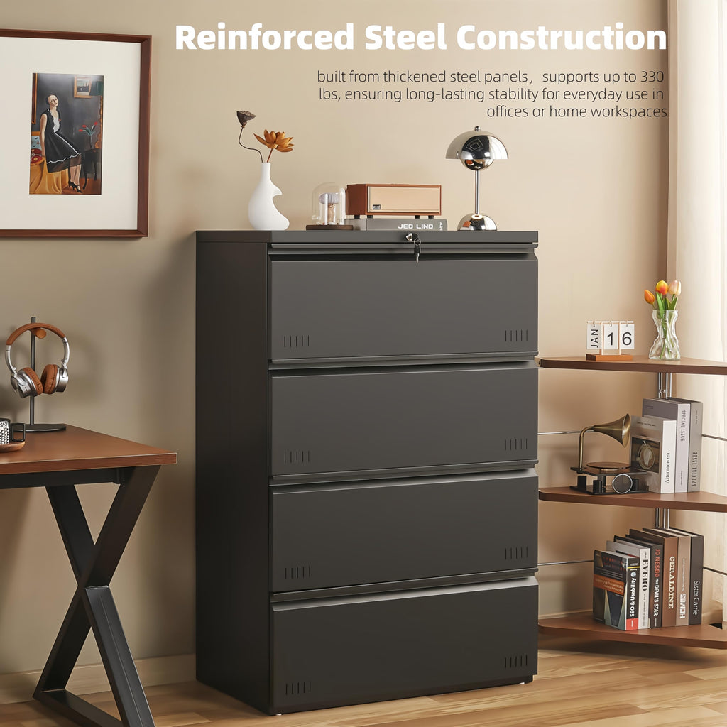 Metal File Cabinet with Lock, 4 Drawer Heavy Duty Office Storage Cabinet K665