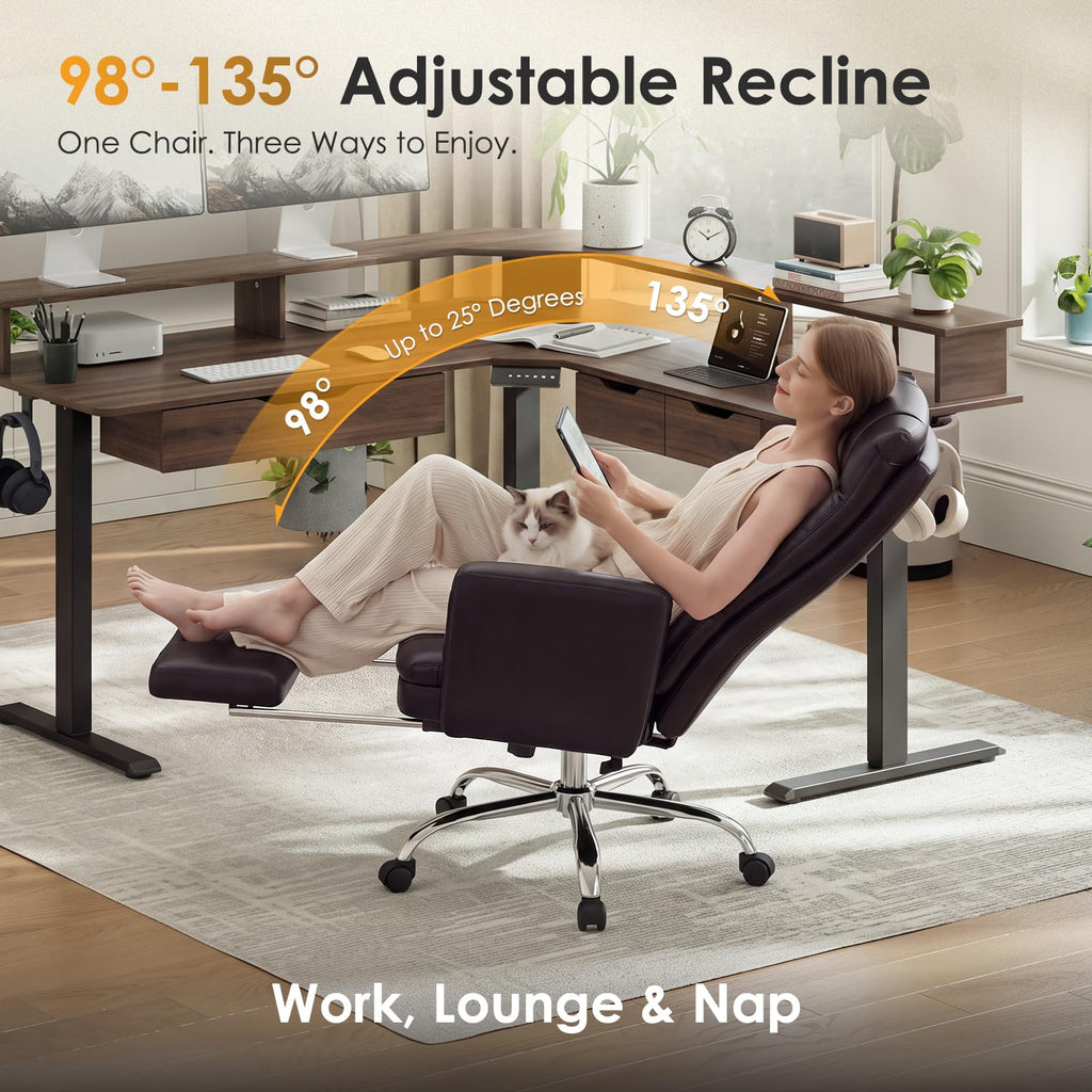 Big and Tall Ergonomic Office Chair with Foot Rest, Brown G8397