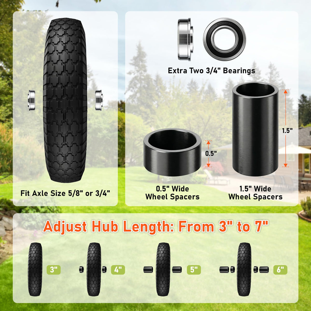 4.80/4.00-8 Flat Free Wheelbarrow Tire and Wheel Q72749