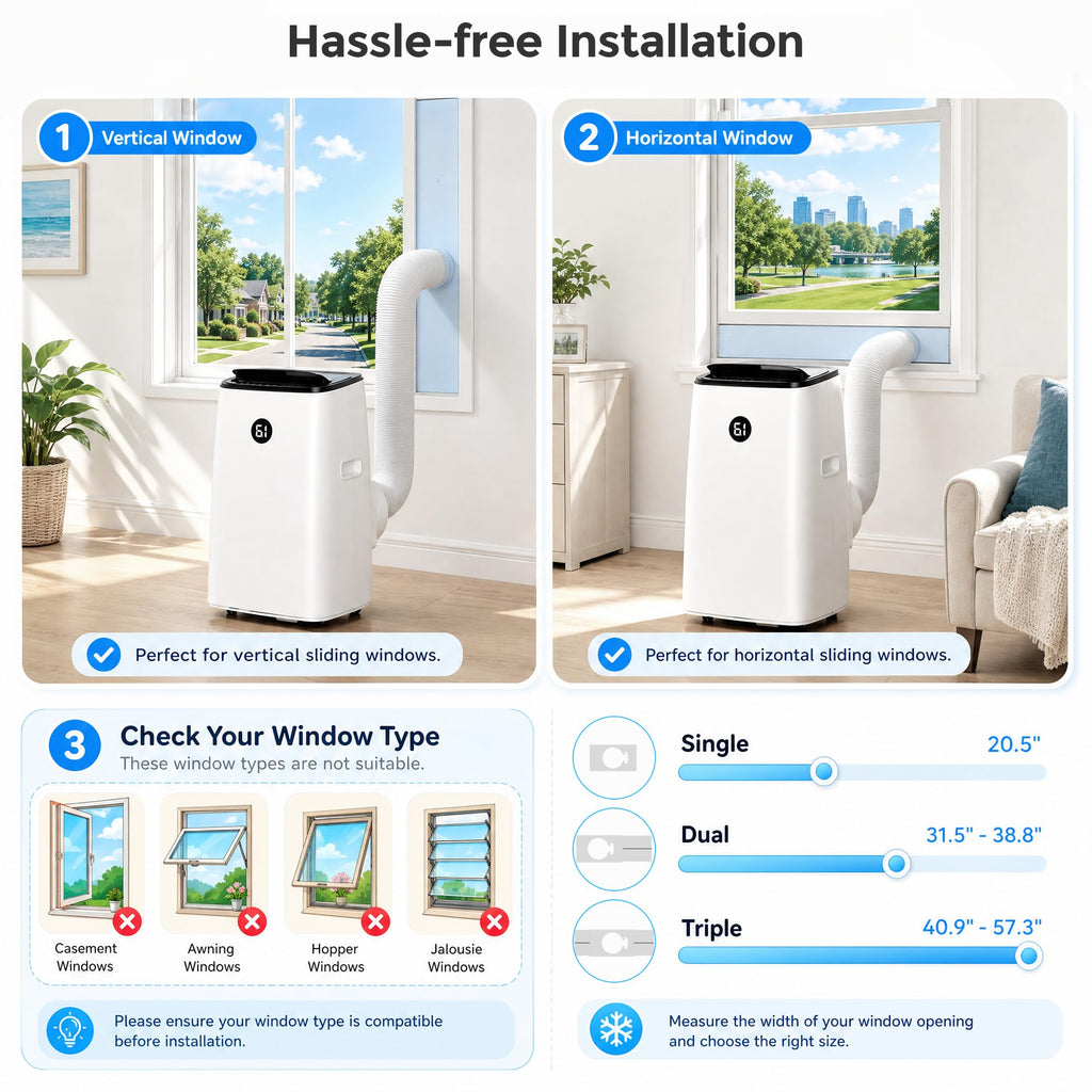 14000 BTU 3-in-1 Portable Air Conditioner with Fan, Dehumidifier, Remote O3360