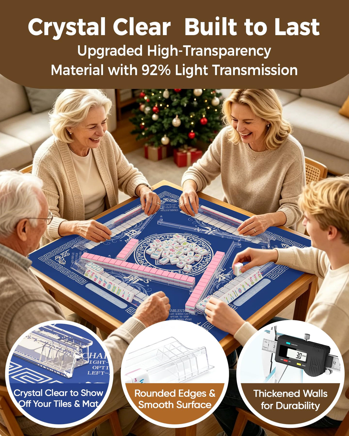 Acrylic Mahjong Racks with Pushers Set of 4 E339781