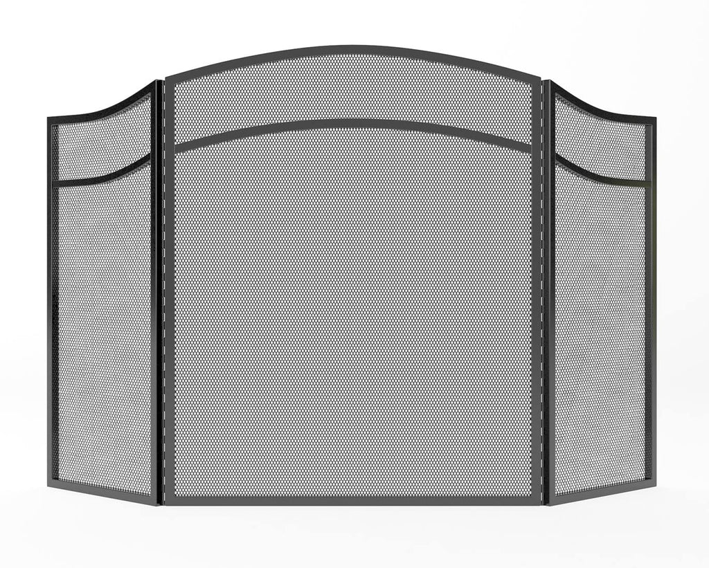 3 Panels Fireplace Screen with Arch Frame Black M37723