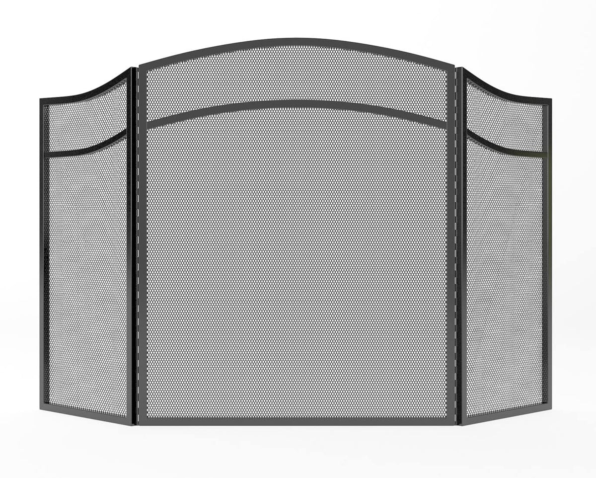 3 Panels Fireplace Screen with Arch Frame Black M37723