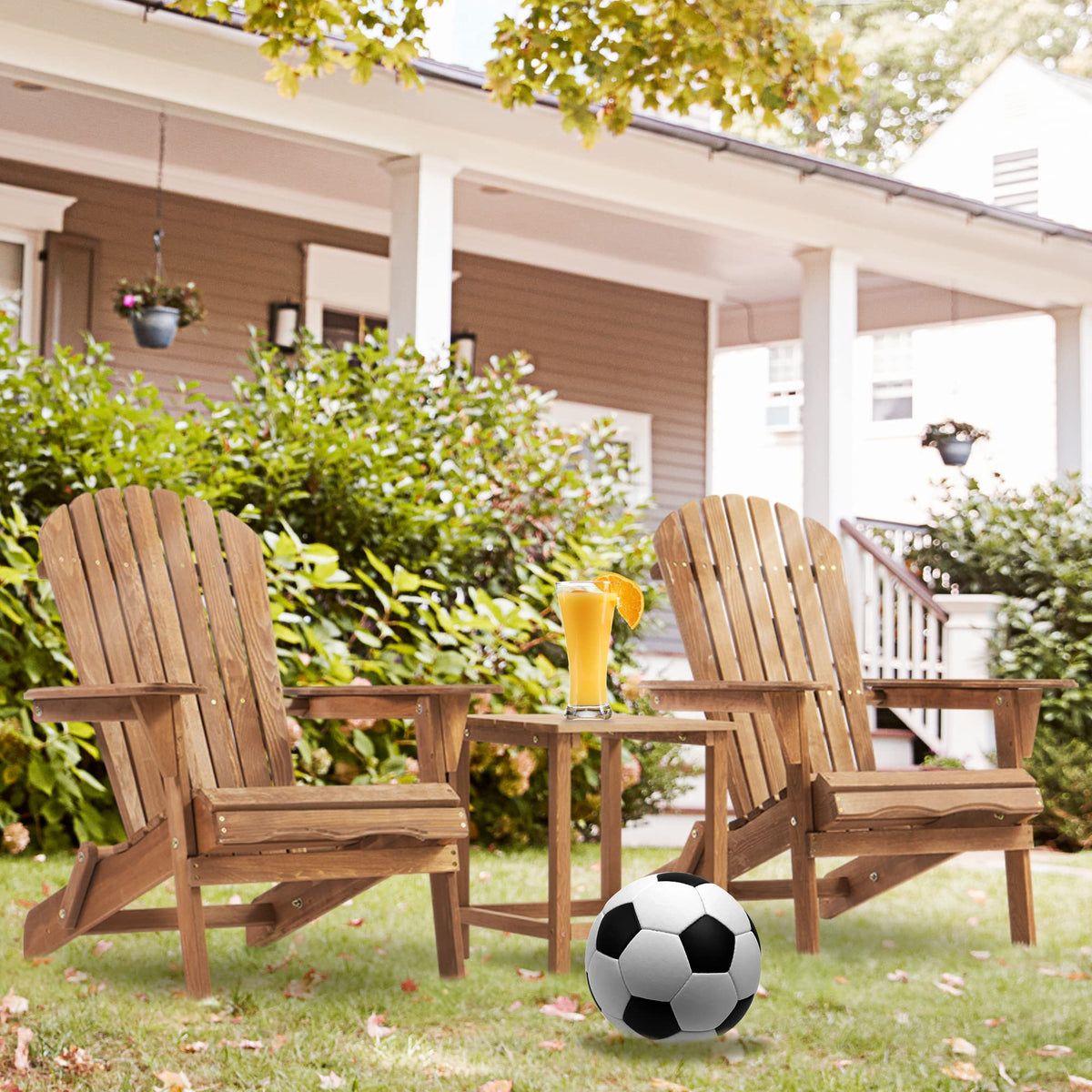 Folding Adirondack Chair Set of 2 Solid Cedar Wood E144968