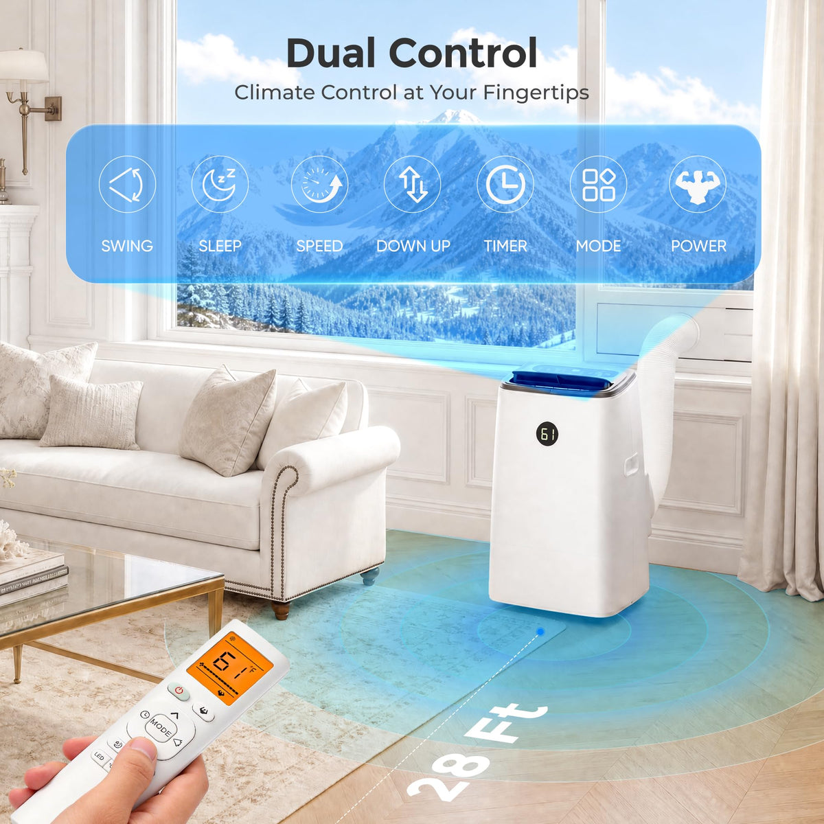 14000 BTU 3-in-1 Portable Air Conditioner with Fan, Dehumidifier, Remote O3360