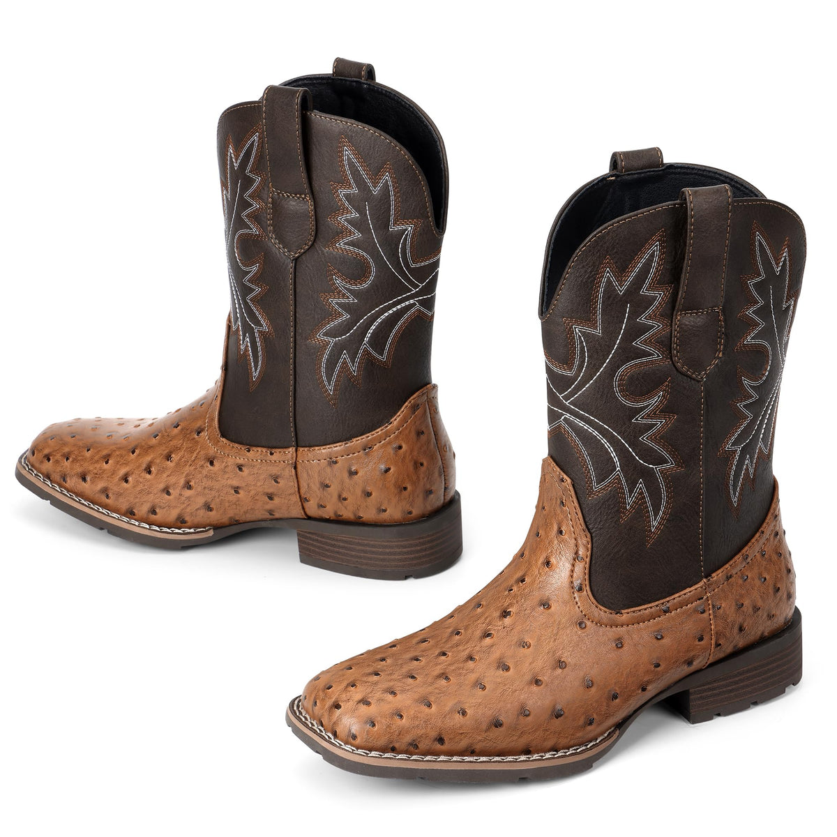 Cowboy Boots for Men with Embroidered Square Toe E26819