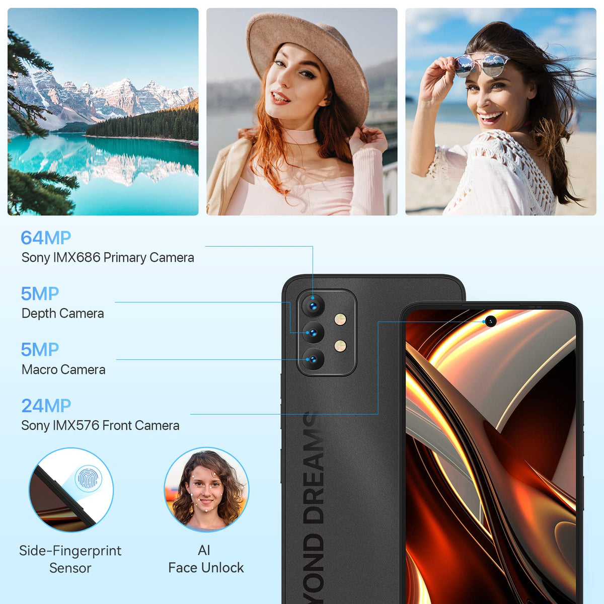 5G Smartphone 12GB RAM 256GB ROM 6.8" 90Hz Display 64MP Camera 5150mAh Battery C37139