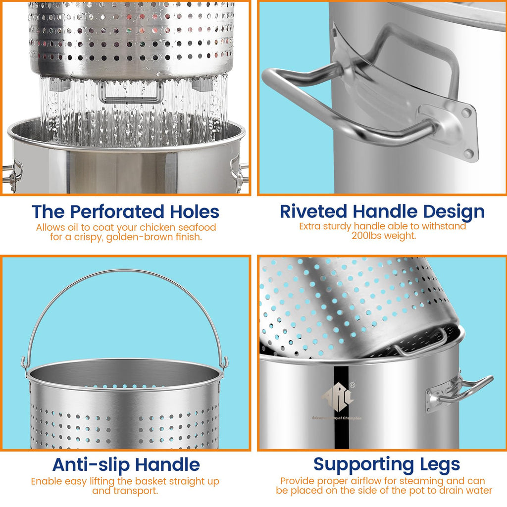 40 Quart Stainless Steel Stockpot with Basket and Steam Rack S847
