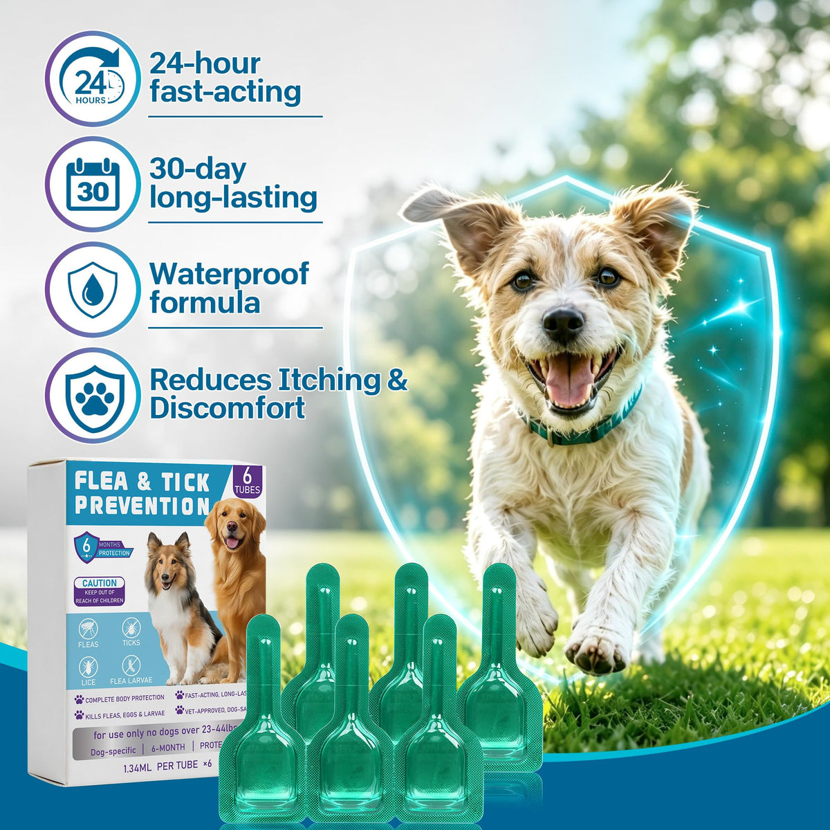 Flea and Tick Prevention for Medium Dogs 23-44 lbs 6 Doses C5325
