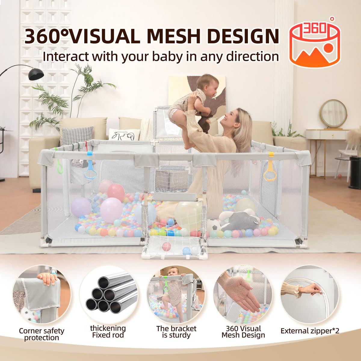 Baby Playpen with Mat 73"x71" W3433