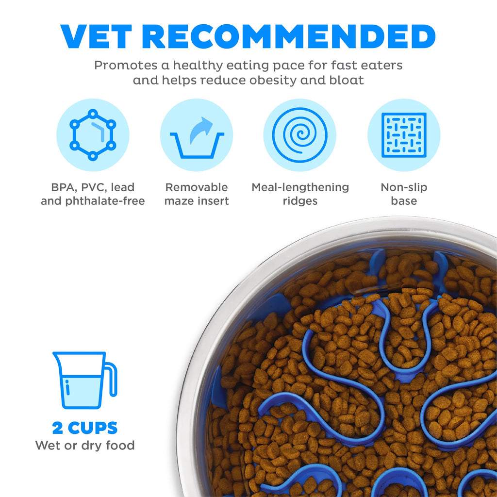 Stainless Steel Slow Feed Dog Bowl O940932