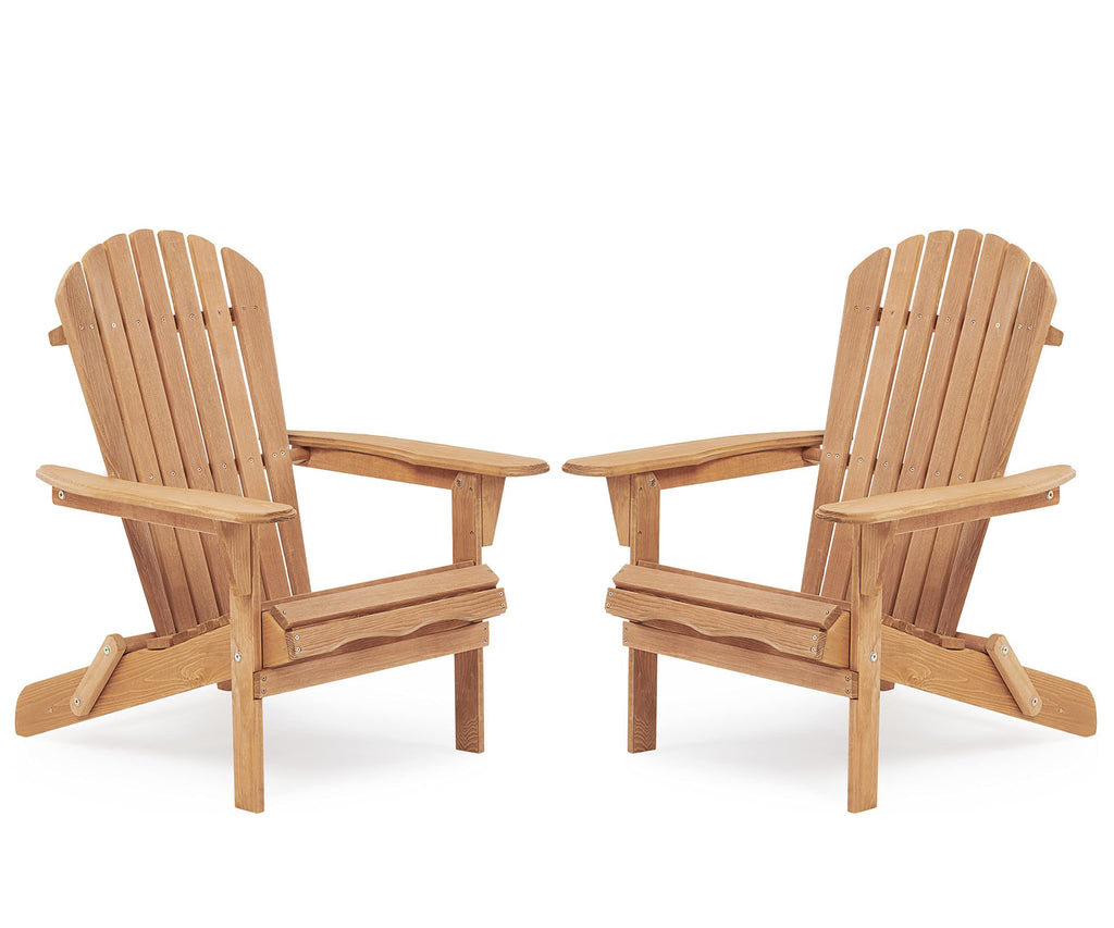 Folding Adirondack Chair Set of 2 Solid Cedar Wood E144968
