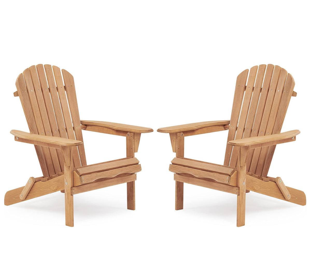 Folding Adirondack Chair Set of 2 Solid Cedar Wood E144968