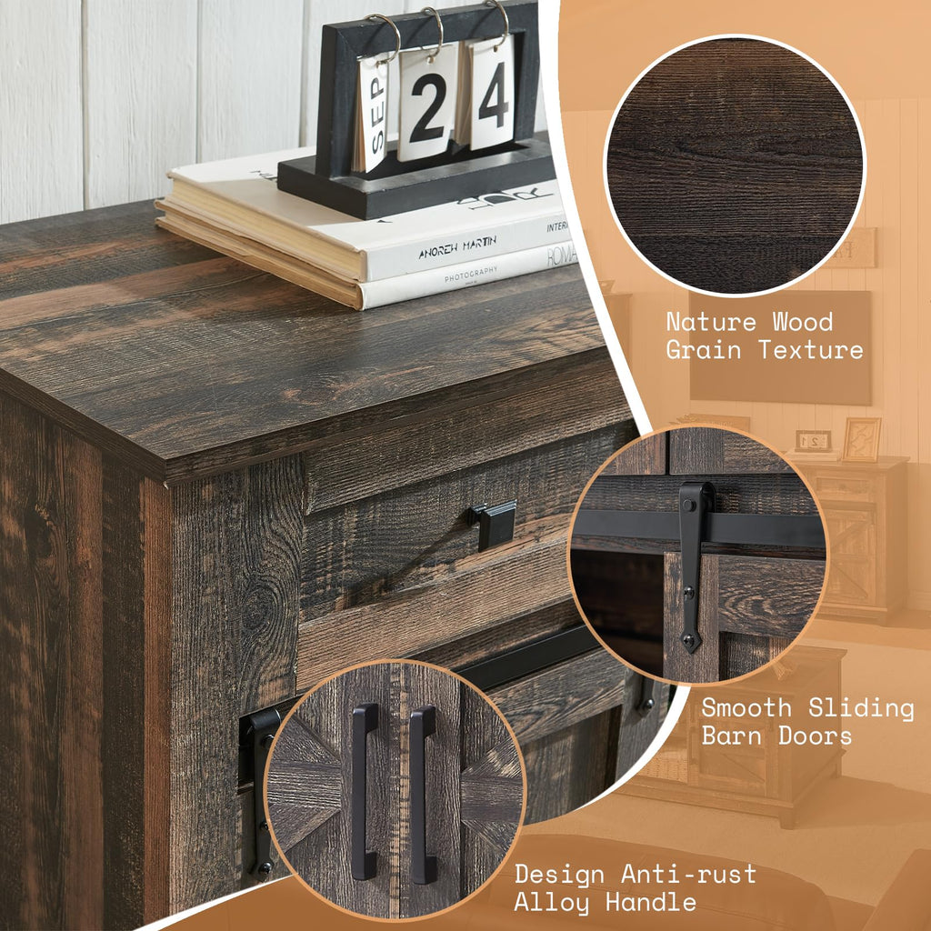 59" Dark Rustic Oak TV Stand with Storage Drawers R202