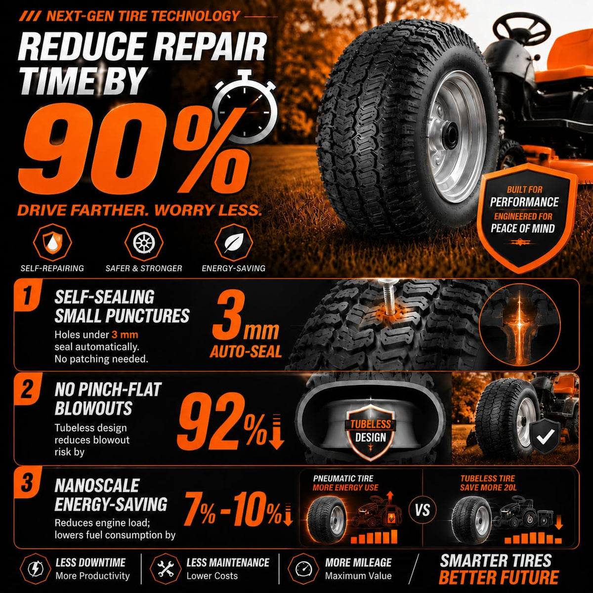 2 Pack 15x6.00-6nhs Tubeless Lawn Mower Tires and Wheel H791994