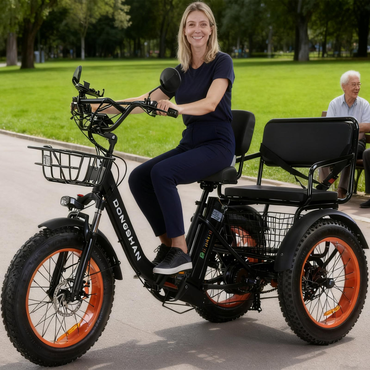 20"x4.0" Fat Tire 750W Folding Electric Tricycle 48V 15Ah Aluminum 7-Speed B390