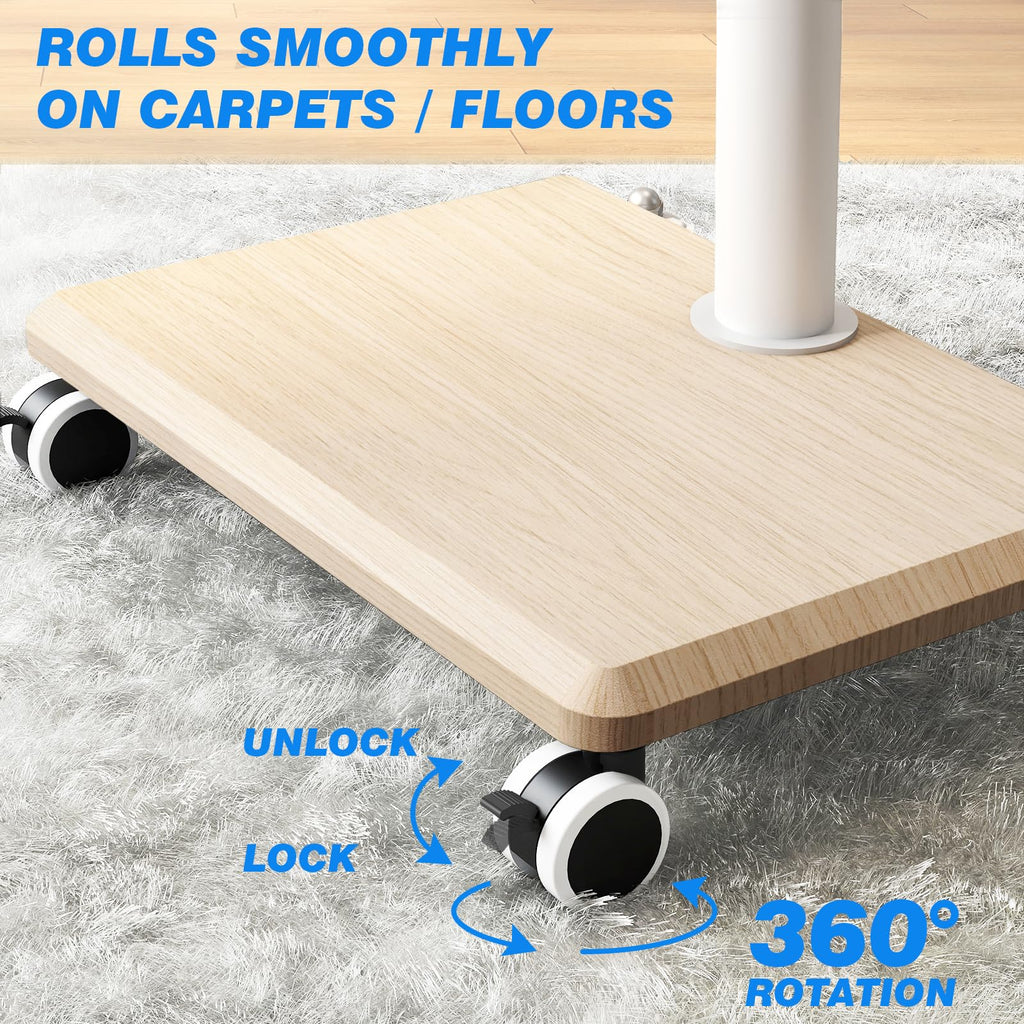 Rolling TV Stand for 32 to 60 Inch TV White Wood Base L65805