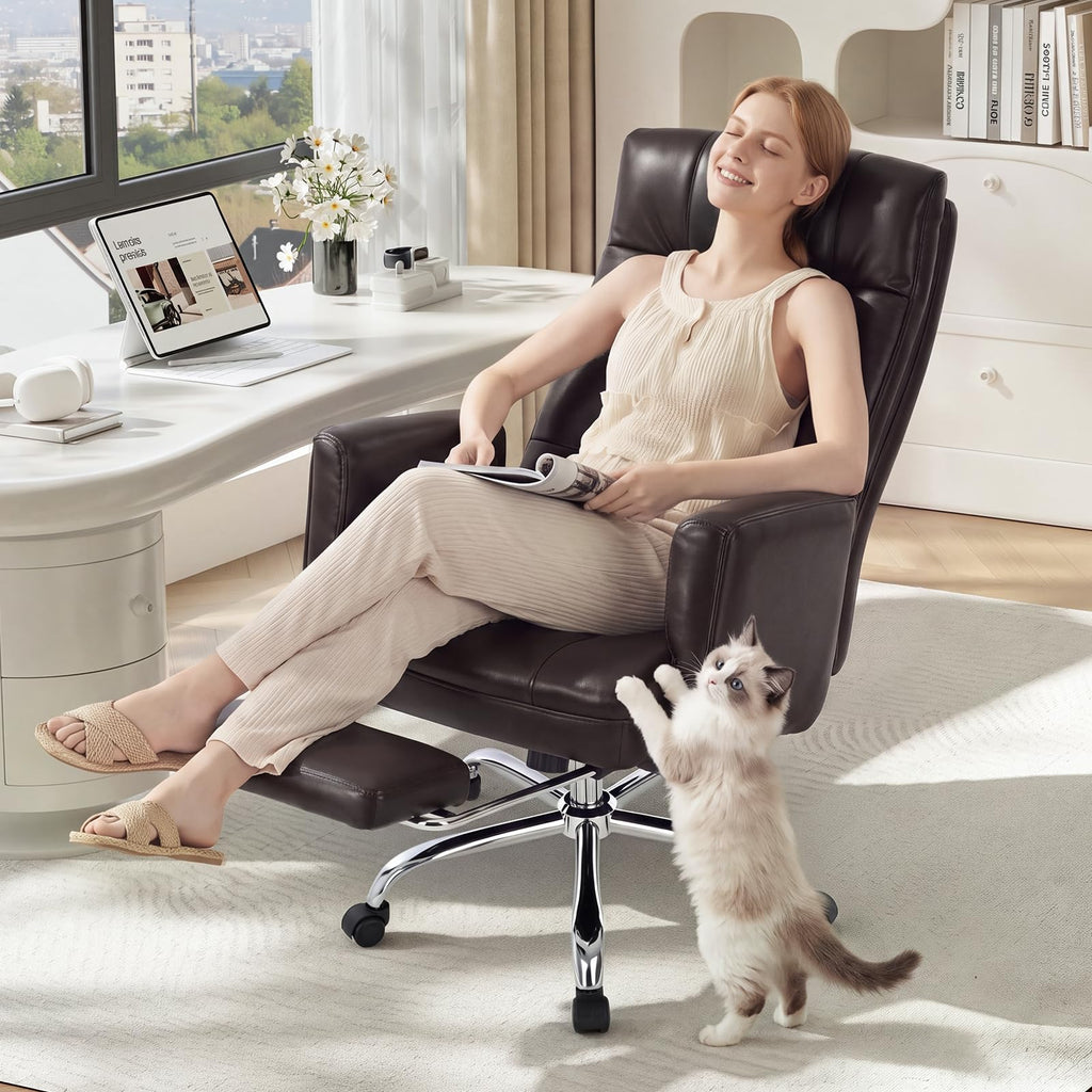Big and Tall Ergonomic Office Chair with Foot Rest, Brown G8397