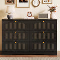 Black 6 Drawer Fluted Wood Dresser B167
