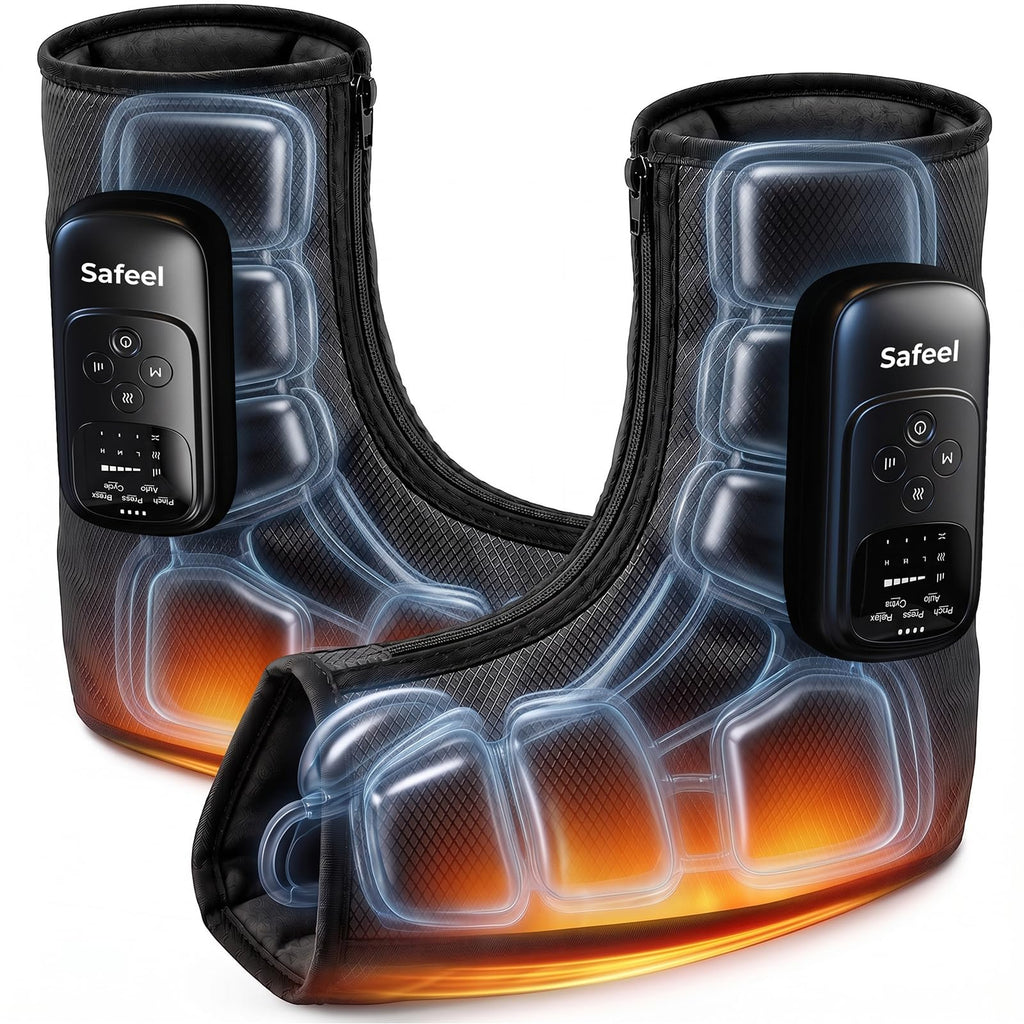 2 Pack 4-in-1 Air Compression Foot Massager with Heat M620383