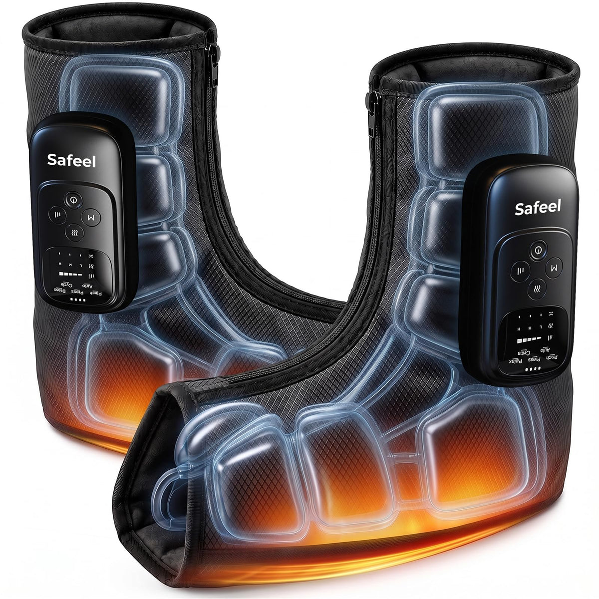 2 Pack 4-in-1 Air Compression Foot Massager with Heat M620383