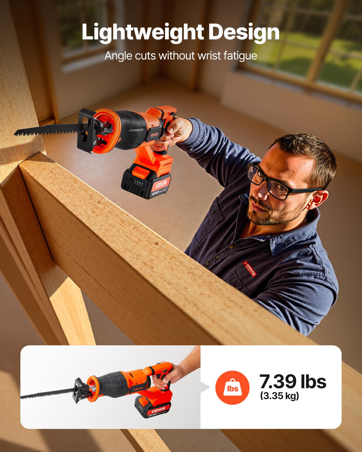 20V Cordless Reciprocating Saw with Battery, 8 Blades, and Carrying Bag Q93914