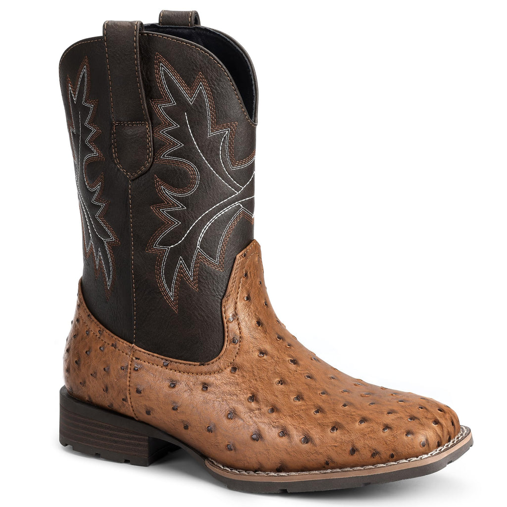 Cowboy Boots for Men with Embroidered Square Toe E26819