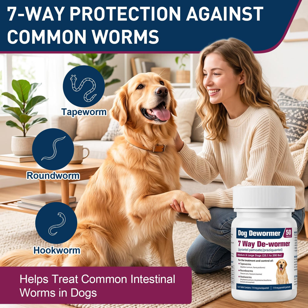 7-Way Dewormer for Large Dogs & Puppies, 50 Tablets G185323