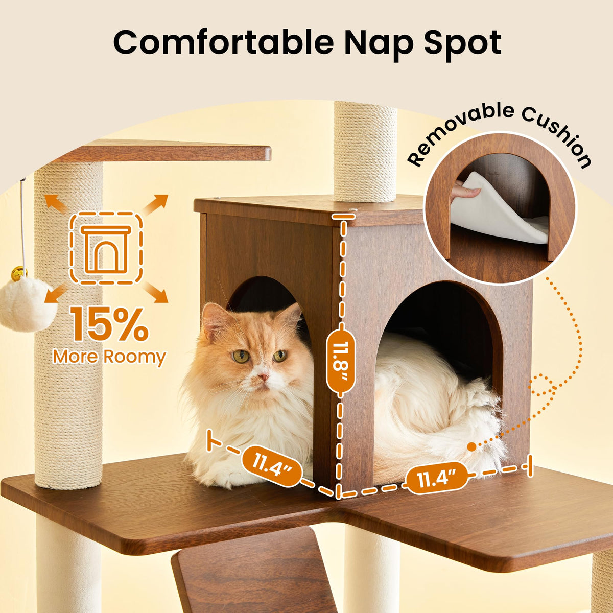 70 inch Tall Multi-Level Cat Tree with Scratching Posts, Perches, Hammock & Pad H4868