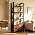 5 Tier Wood Bookshelf with Drawer O777730