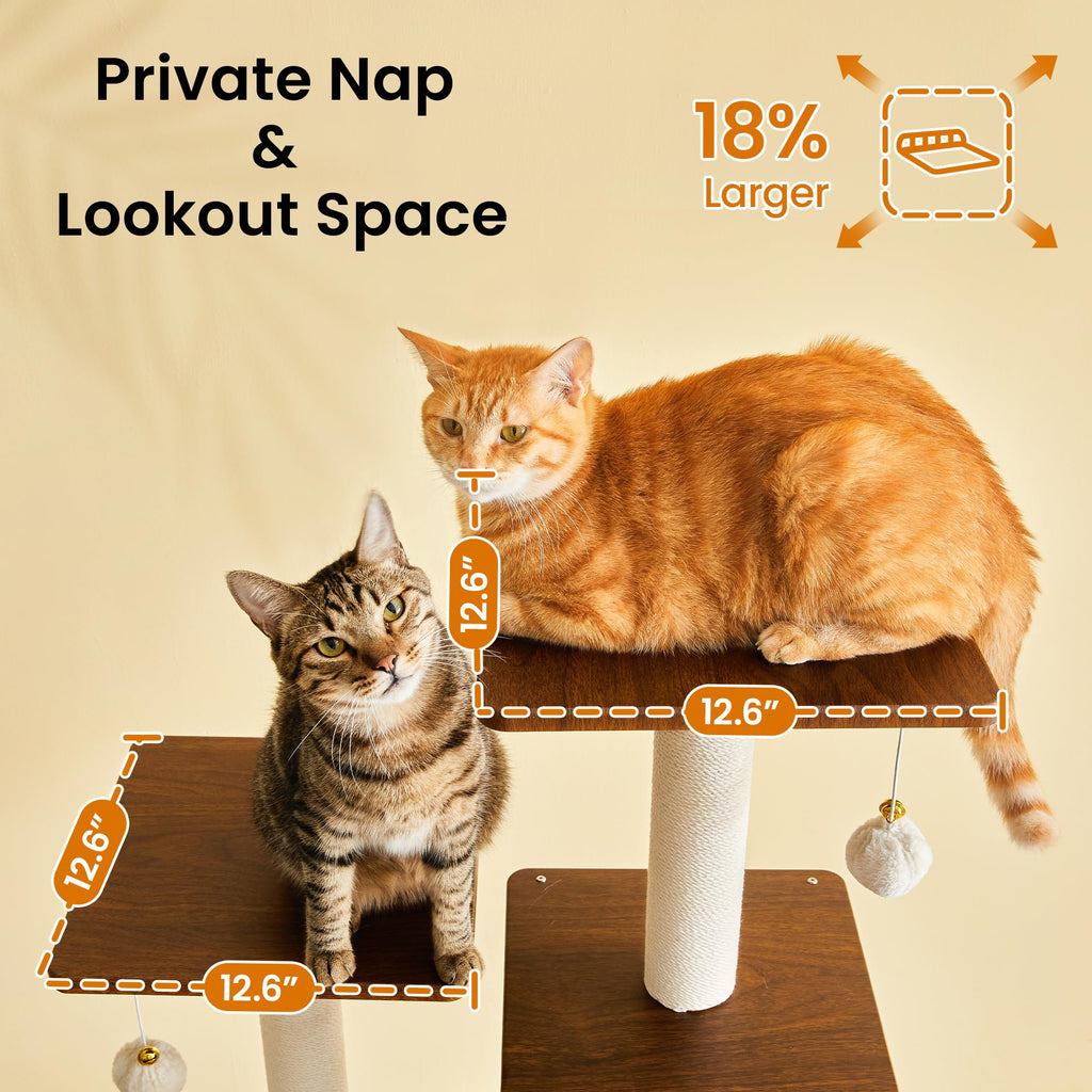 70 inch Tall Multi-Level Cat Tree with Scratching Posts, Perches, Hammock & Pad H4868