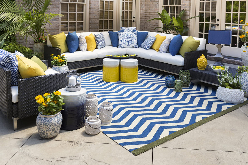 Navy White Modern Garden Stool Q537554