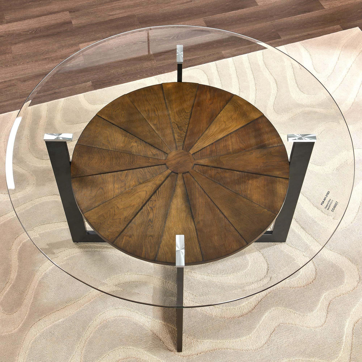 45 inch Round Glass Dining Table Set for 4 with Chairs W73115
